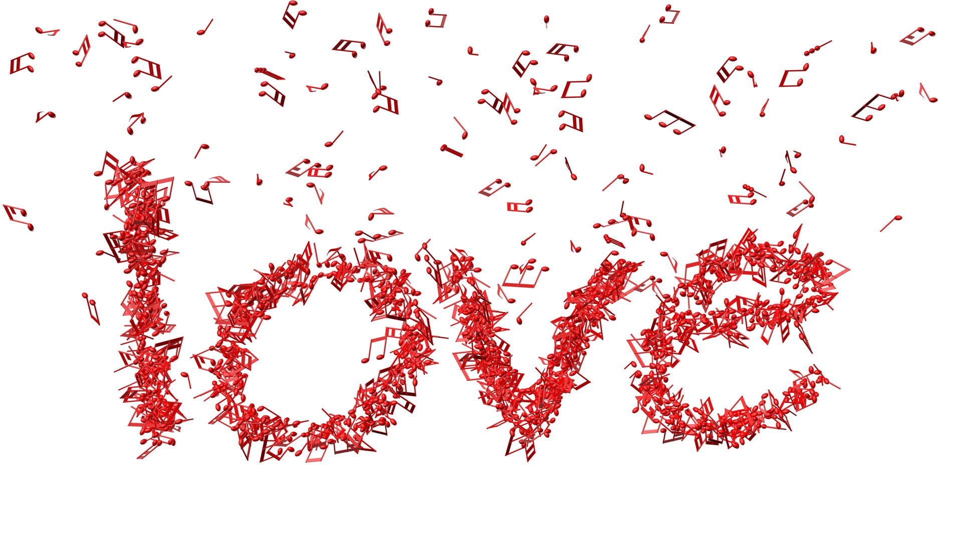 Word " love" in shape of music notes