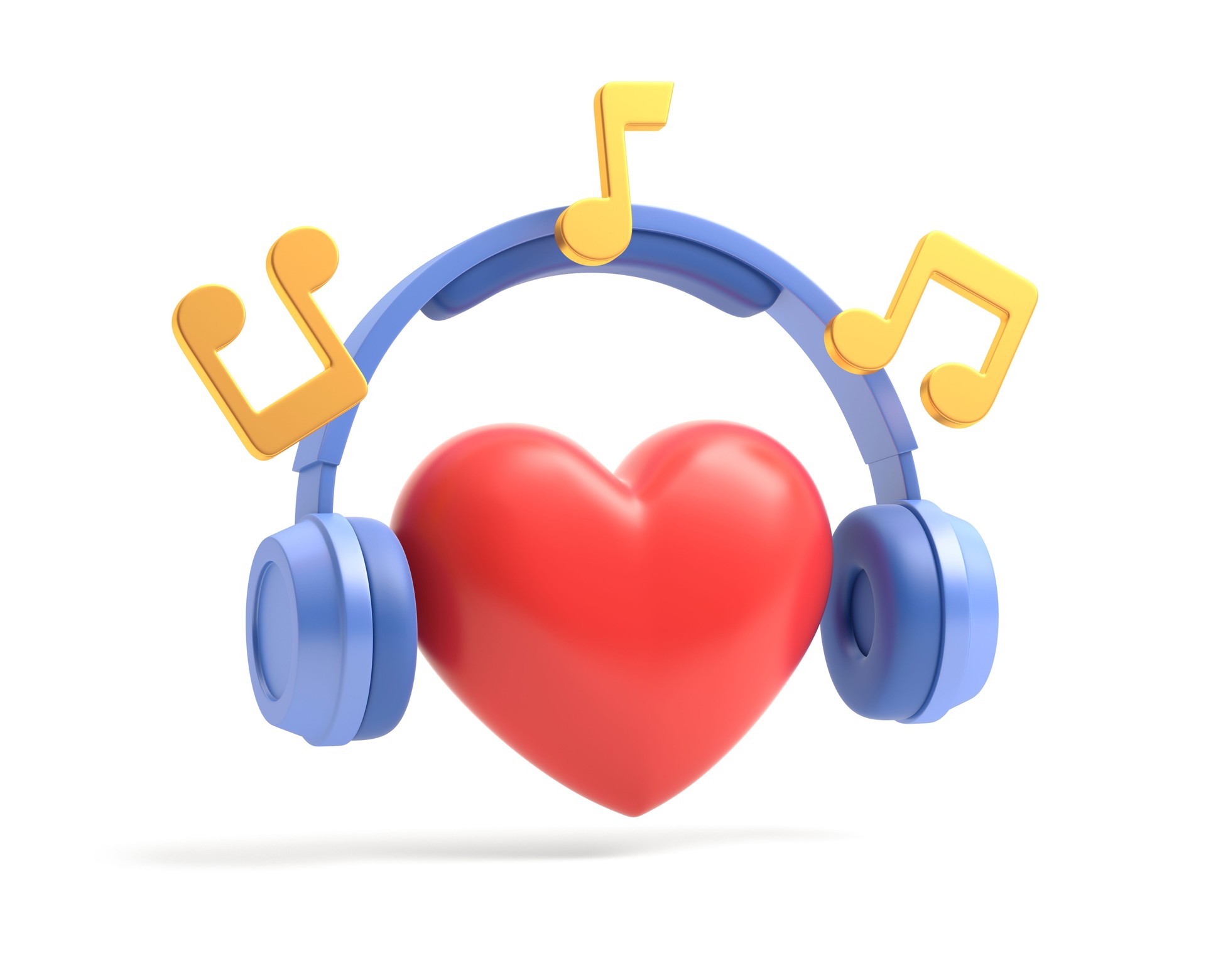 Headphones with heart and musical note